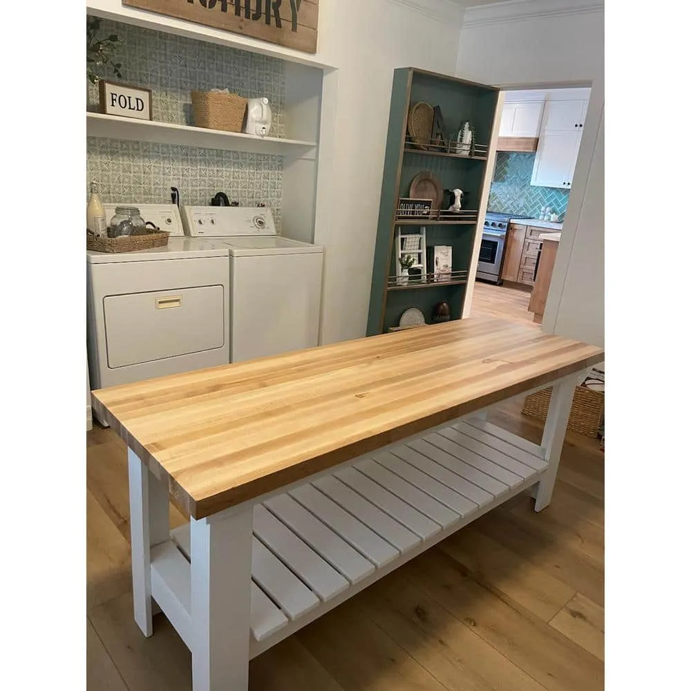 Swaner Hardwood 8 ft. L x 36 in. D x 1.5 in. T Finished Maple Solid Wood Butcher Block Island Countertop With Square Edge, photo 11 of 12