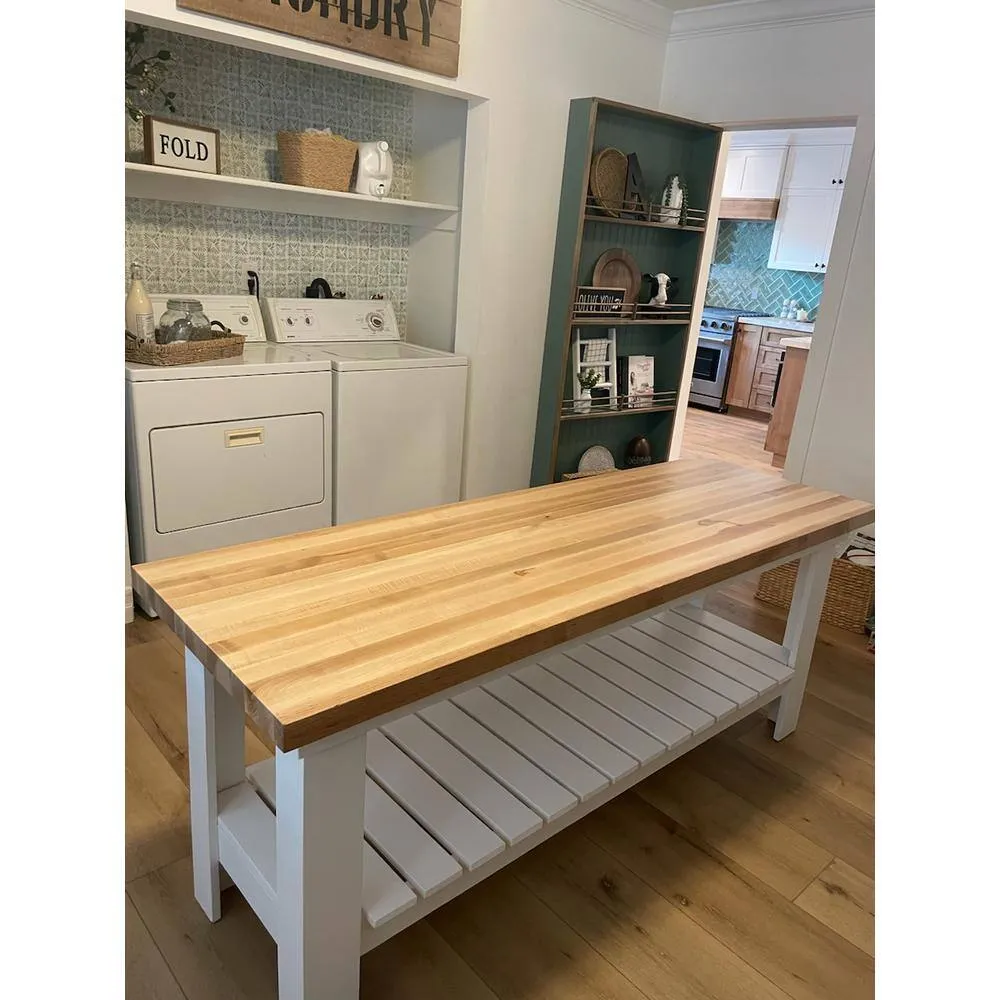 Swaner Hardwood 6 ft. L x 48 in. D x 1.75 in. T Finished Maple Solid Wood Butcher Block Island Countertop With Eased Edge, photo 11 of 12