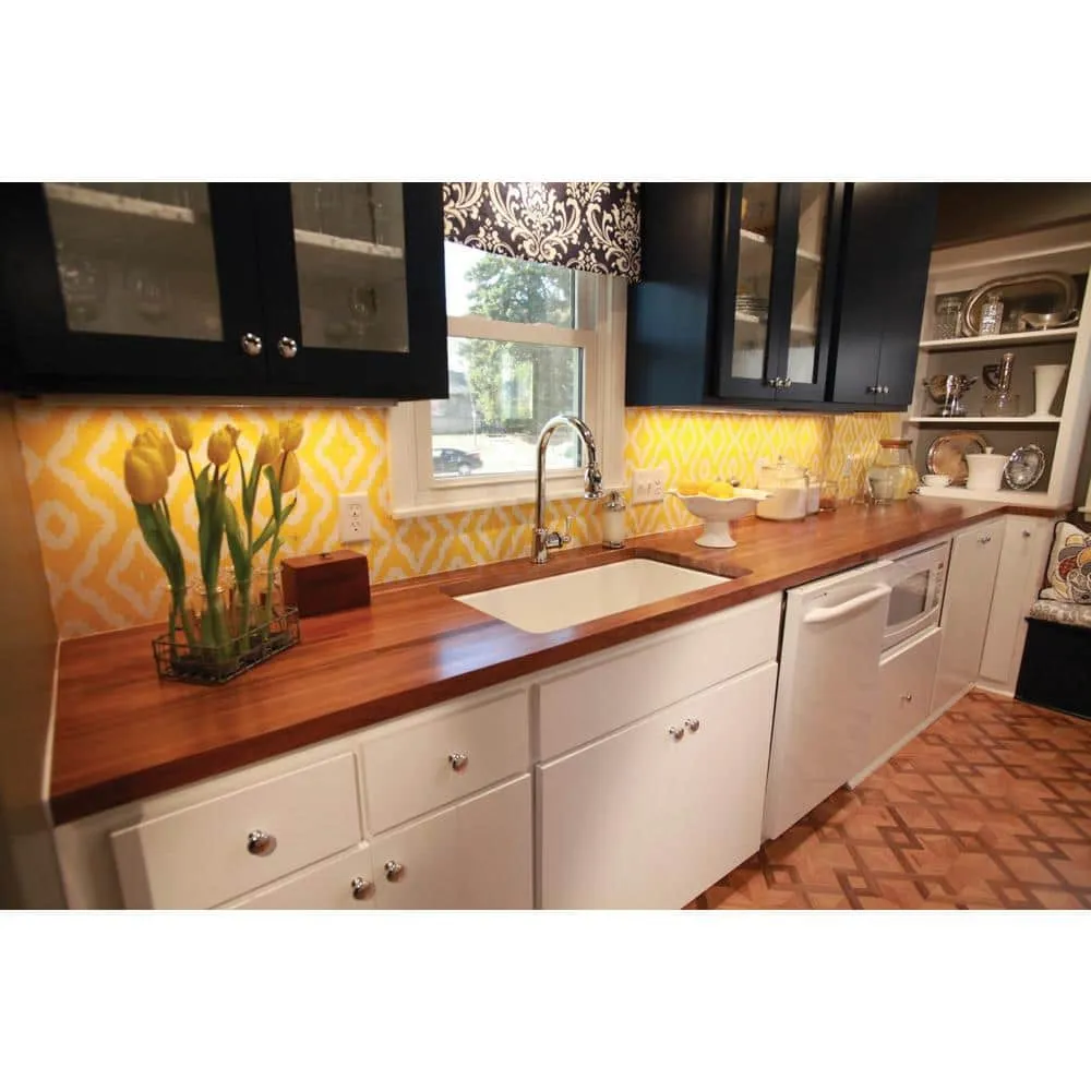 Swaner Hardwood 6 ft. L x 25 in. D x 1.5 in. T Finished Walnut Solid Wood Butcher Block Countertop With Square Edge, photo 2 of 6