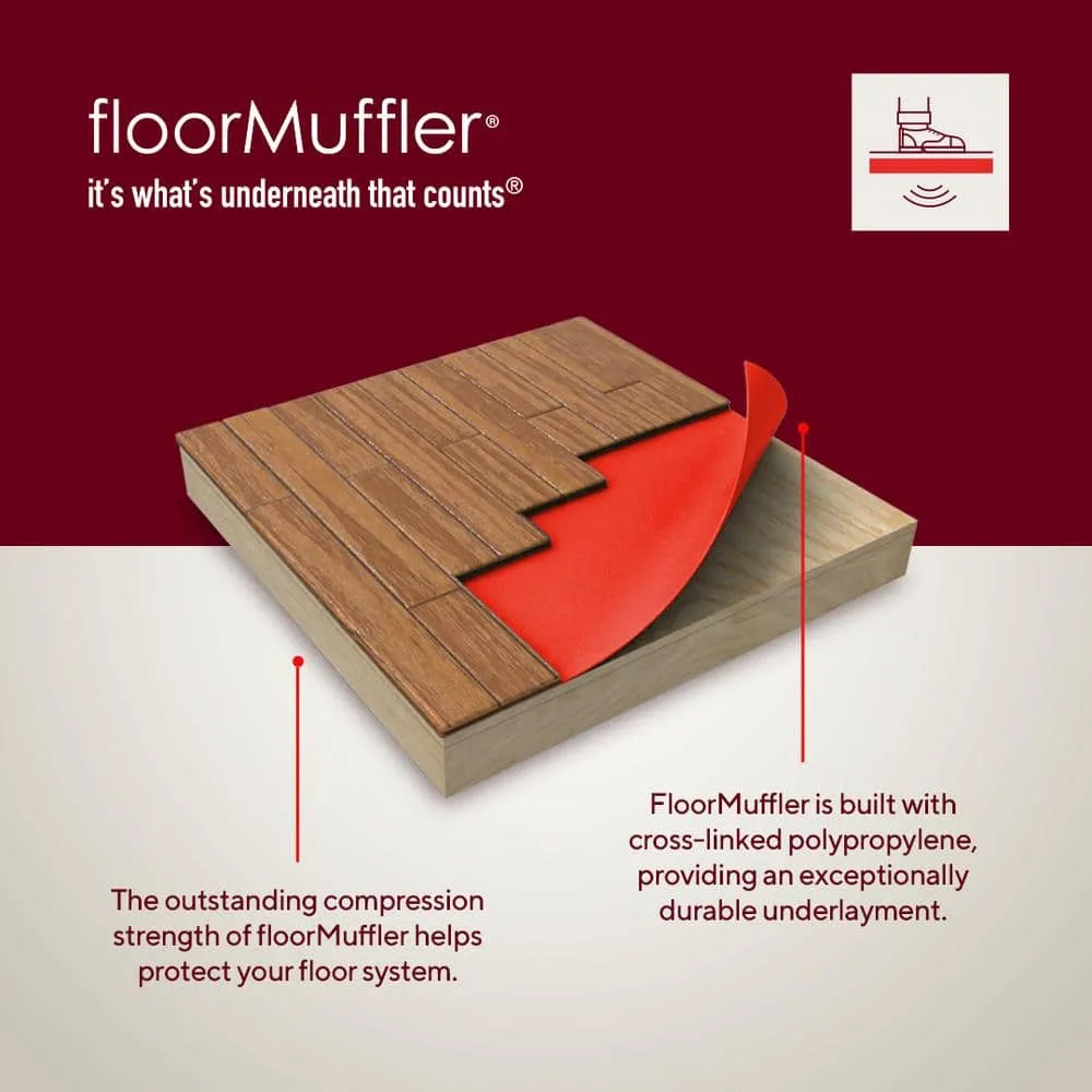 FloorMuffler 300 sq. ft. 4 ft. x 75 ft. x 0.08 in. Premium Underlayment for Laminate, Hardwood and Engineered Floors, photo 8 of 11