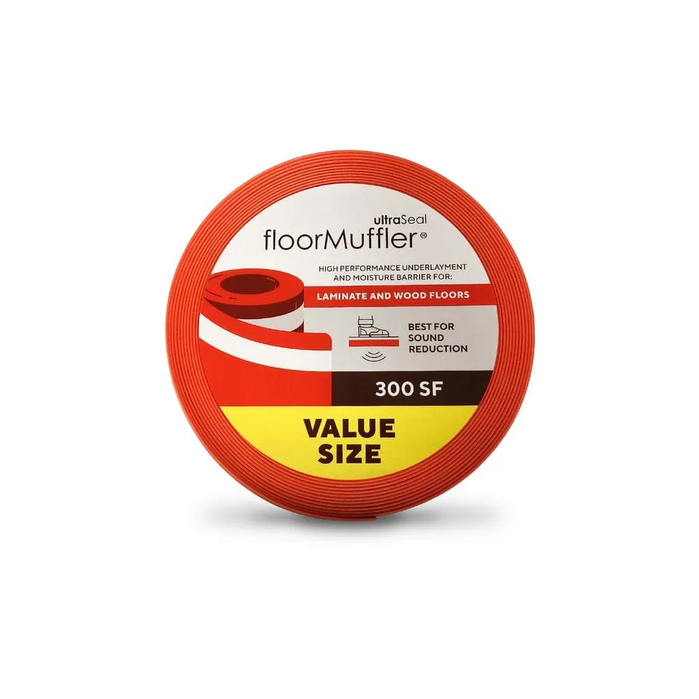 FloorMuffler 300 sq. ft. 4 ft. x 75 ft. x 0.08 in. Premium Underlayment for Laminate, Hardwood and Engineered Floors, photo 2 of 11