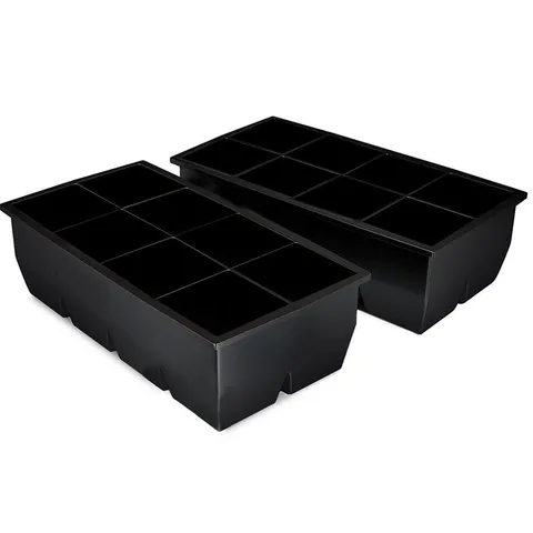 Set of Silicone Ice Cube Trays Makes 8 Large 2 × 2 in Cubes Each for Beverages