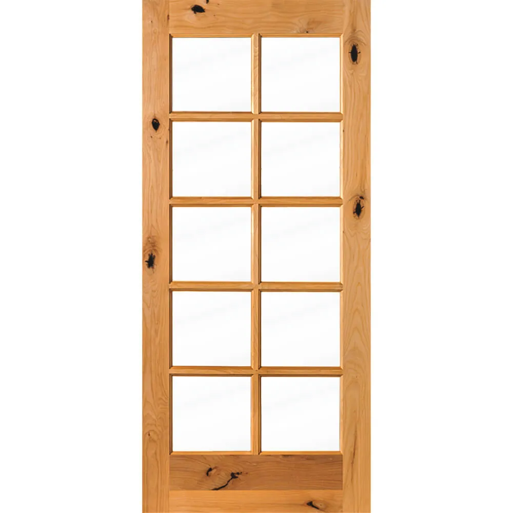 Krosswood Doors 36 in. x 80 in. Classic French Alder 10-Lite Clear Low-E Left-Hand Inswing Unfinished Wood Exterior Prehung Front Door, photo 7 of 8