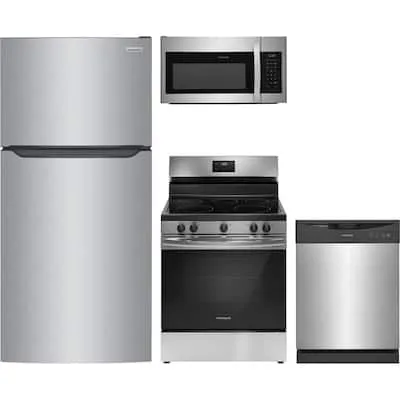 18 cu. ft. Top Freezer Refrigerator with 5 Burner Freestanding Range and Dishwasher