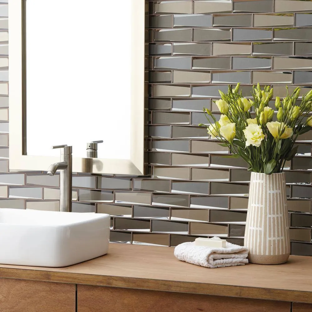 Daltile Premier Accents Frost Linear 12 in. x 13 in. x 8 mm Glass Mosaic Wall Tile (0.96 sq. ft. / piece), photo 4 of 4