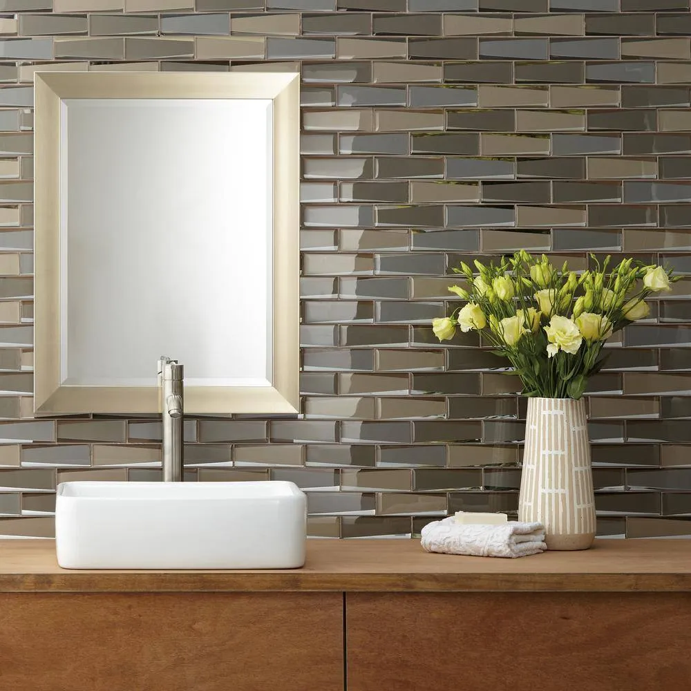 Daltile Premier Accents Frost Linear 12 in. x 13 in. x 8 mm Glass Mosaic Wall Tile (0.96 sq. ft. / piece), photo 2 of 4