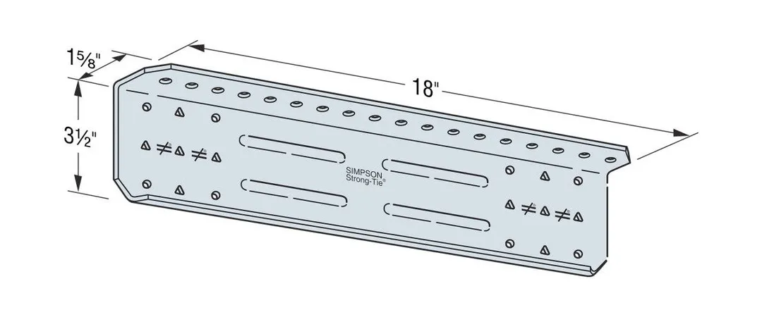 Simpson Strong-Tie FSB Bypass Framing Fixed-Clip Strut Connector, 3.5 in. x 18 in., 16-Ga Galvanized Steel, Box of 25, photo 2 of 3