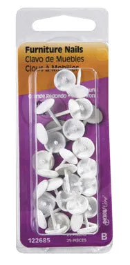 Large White Brass-Plated Furniture Nails (25-Pack)