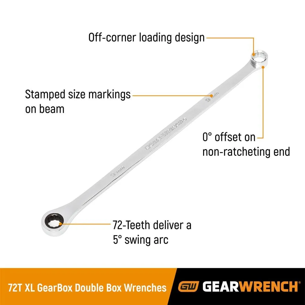 GEARWRENCH 15-Piece 72-Tooth 12-Point XL GearBox Double Box Ratcheting Metric Wrench Set, photo 2 of 10