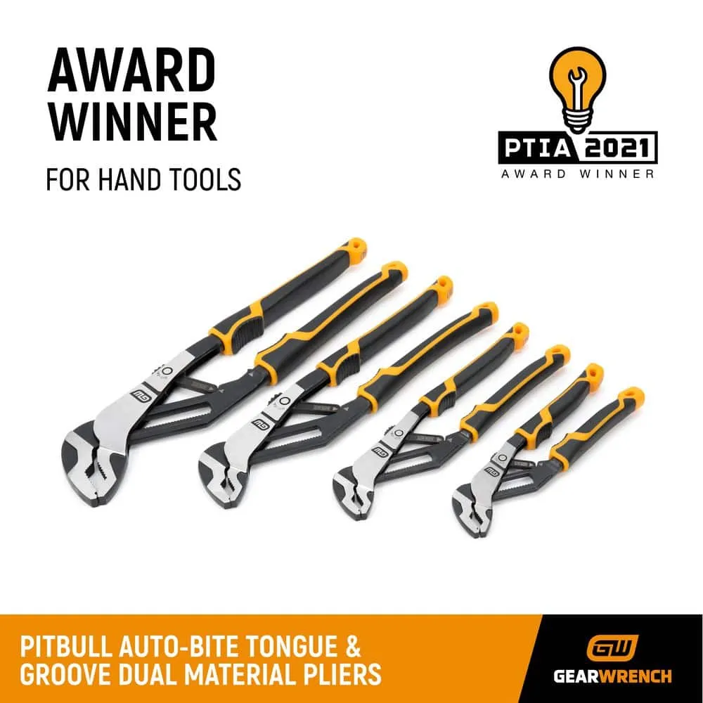 GEARWRENCH 6 in., 8 in., 10 in., 12 in. PITBULL Auto-Bite, Tongue and Groove Pliers, Dual Material (4-Piece), photo 3 of 11