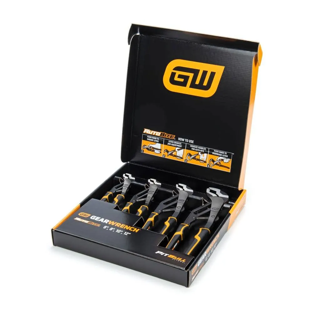 GEARWRENCH 6 in., 8 in., 10 in., 12 in. PITBULL Auto-Bite, Tongue and Groove Pliers, Dual Material (4-Piece), photo 6 of 11