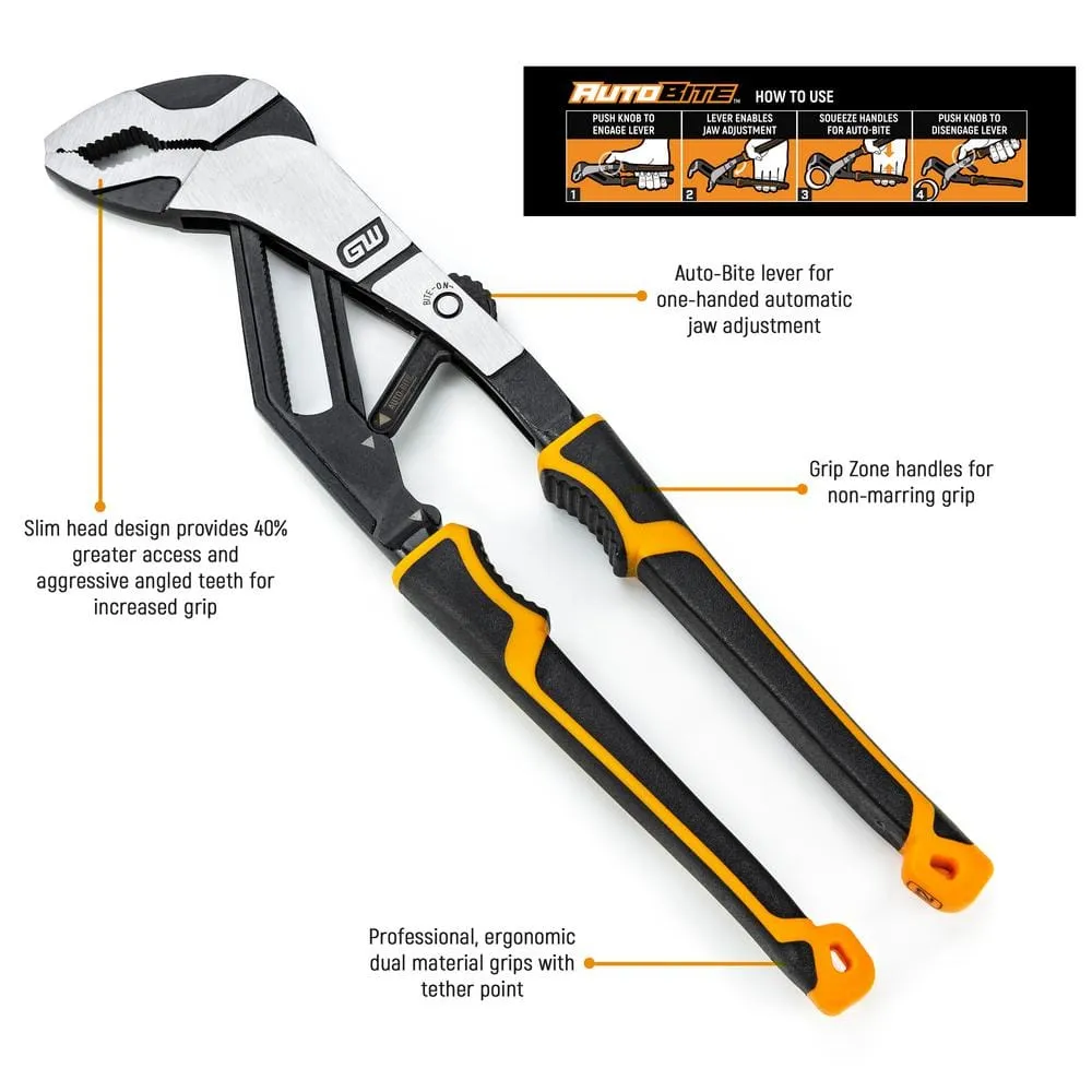 GEARWRENCH 6 in., 8 in., 10 in., 12 in. PITBULL Auto-Bite, Tongue and Groove Pliers, Dual Material (4-Piece), photo 2 of 11