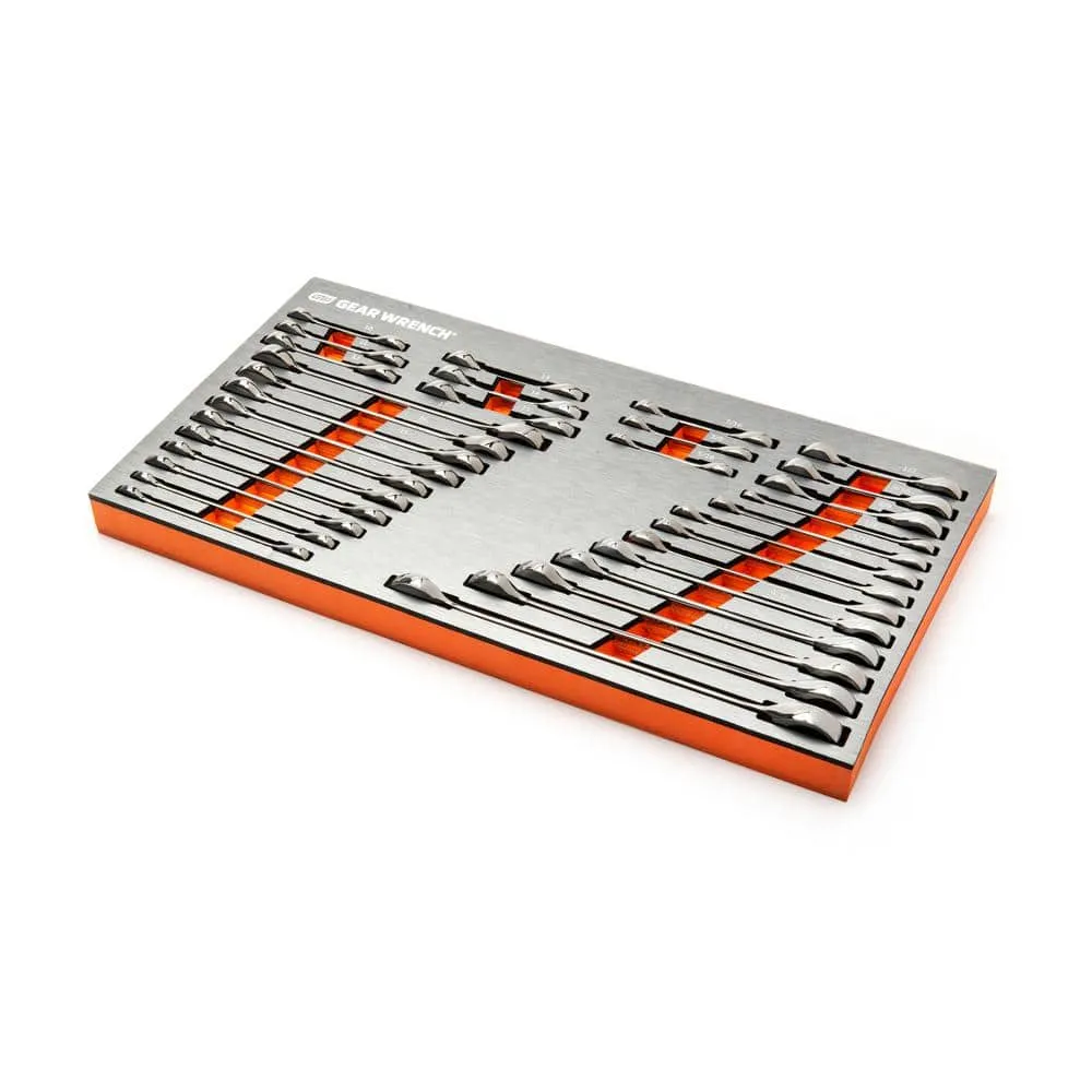 GEARWRENCH SAE/Metric Standard and Stubby Combination Ratcheting Wrench Set in EVA Tray (32-Piece), photo 5 of 8