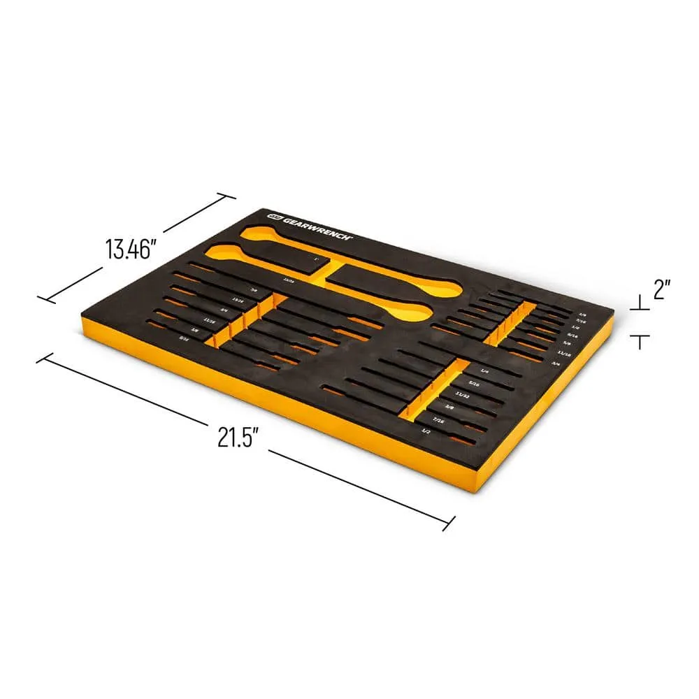 GEARWRENCH 21-Piece 72T SAE Standard and Stubby Ratcheting Wrench Set with EVA Foam Tray, photo 5 of 11