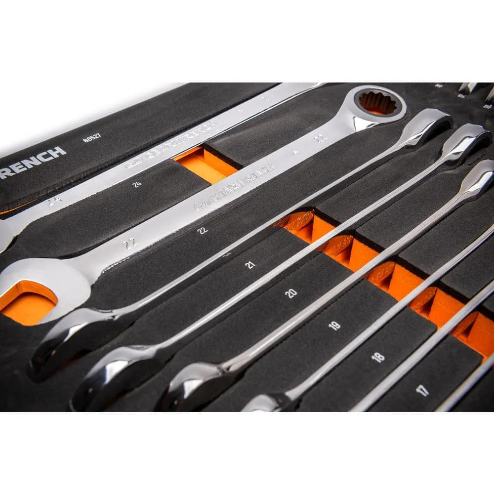 GEARWRENCH 28-Piece 72T Metric Standard and Stubby Ratcheting Wrench Set with EVA Foam Tray, photo 5 of 11