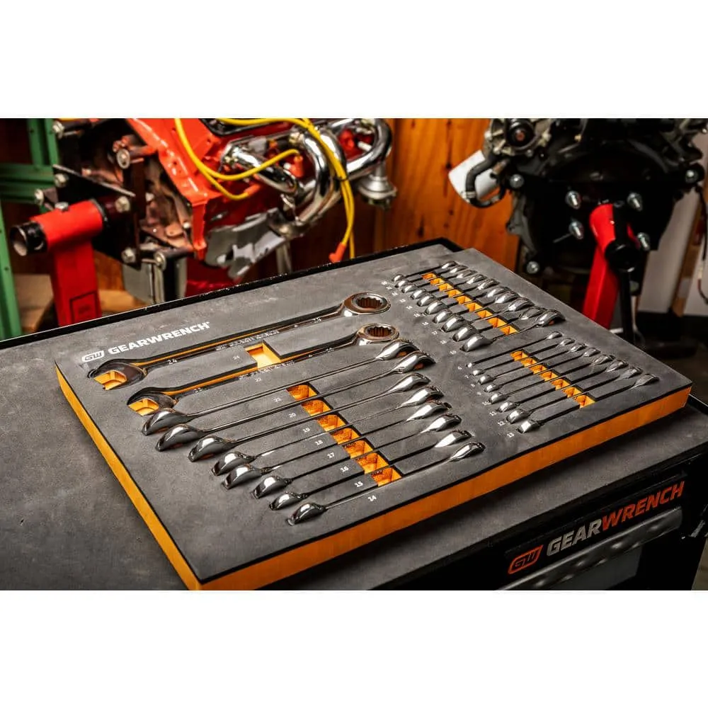GEARWRENCH 28-Piece 72T Metric Standard and Stubby Ratcheting Wrench Set with EVA Foam Tray, photo 6 of 11