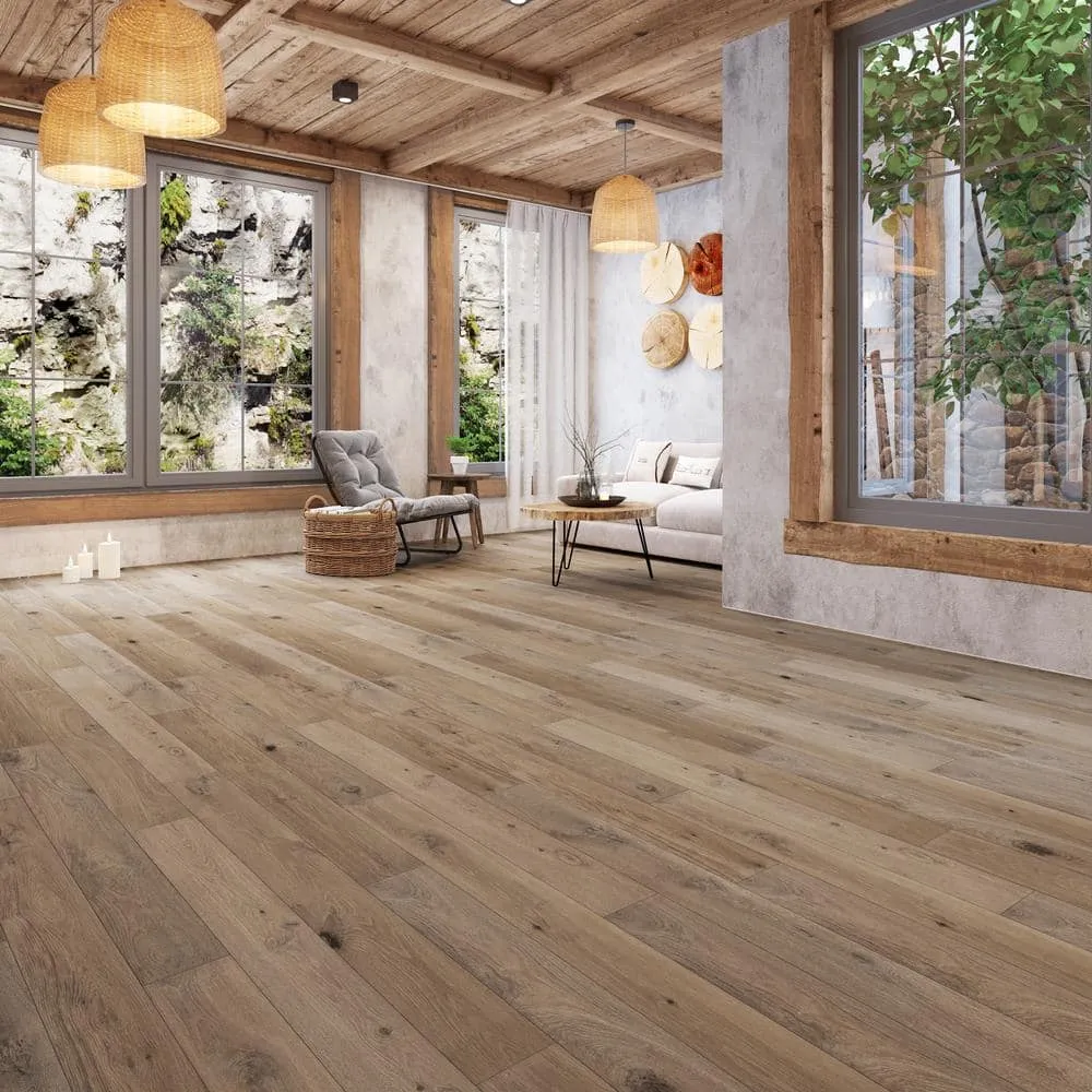 ACQUA FLOORS Geneva Oak 1/4 in. T x 5 in. W Click Lock Wire Brushed Engineered Hardwood Flooring (16.7 sq.ft./case), photo 2 of 6
