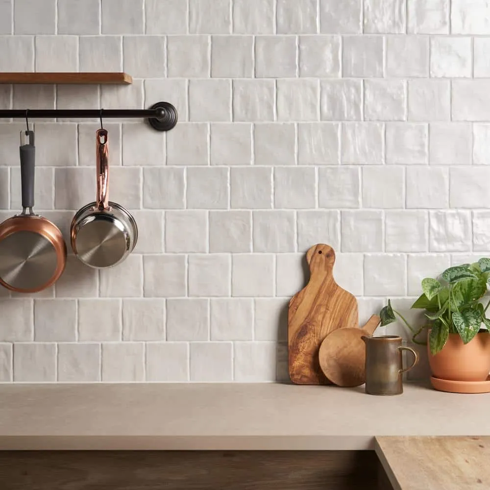 Ivy Hill Tile Amagansett White 4 in. x 4 in. 9mm Satin Ceramic Wall Tile (5.38 sq. ft. / box), photo 3 of 8