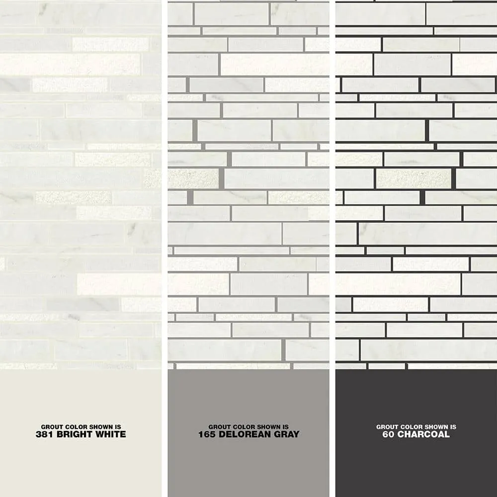 Daltile Stone Decor Glacier 12 in. x 14 in. x 10 mm Marble Linear Mosaic Floor and Wall Tile (1 sq. ft./ piece), photo 6 of 8