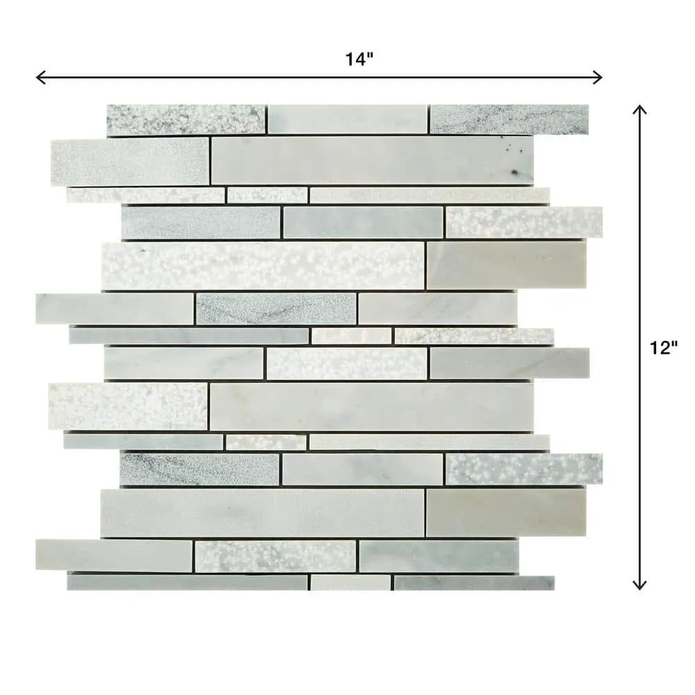 Daltile Stone Decor Glacier 12 in. x 14 in. x 10 mm Marble Linear Mosaic Floor and Wall Tile (1 sq. ft./ piece), photo 7 of 8