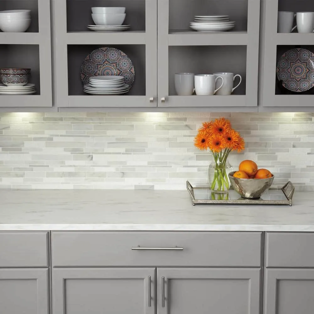 Daltile Stone Decor Glacier 12 in. x 14 in. x 10 mm Marble Linear Mosaic Floor and Wall Tile (1 sq. ft./ piece), photo 2 of 8