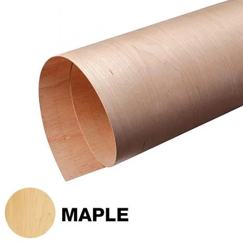 Maple Wood Veneer Sheet, Plain Sliced, PSA Backed, 24 × 96 in