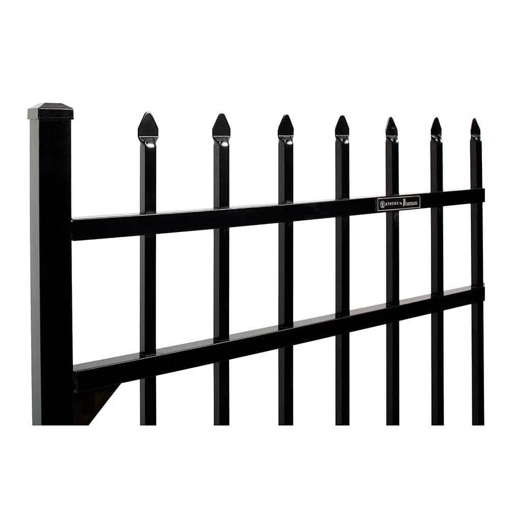 FORTRESS Athens 4 ft. W x 4 ft. H Gloss Black Aluminum Pressed Spear Design Fence Gate, photo 3 of 3