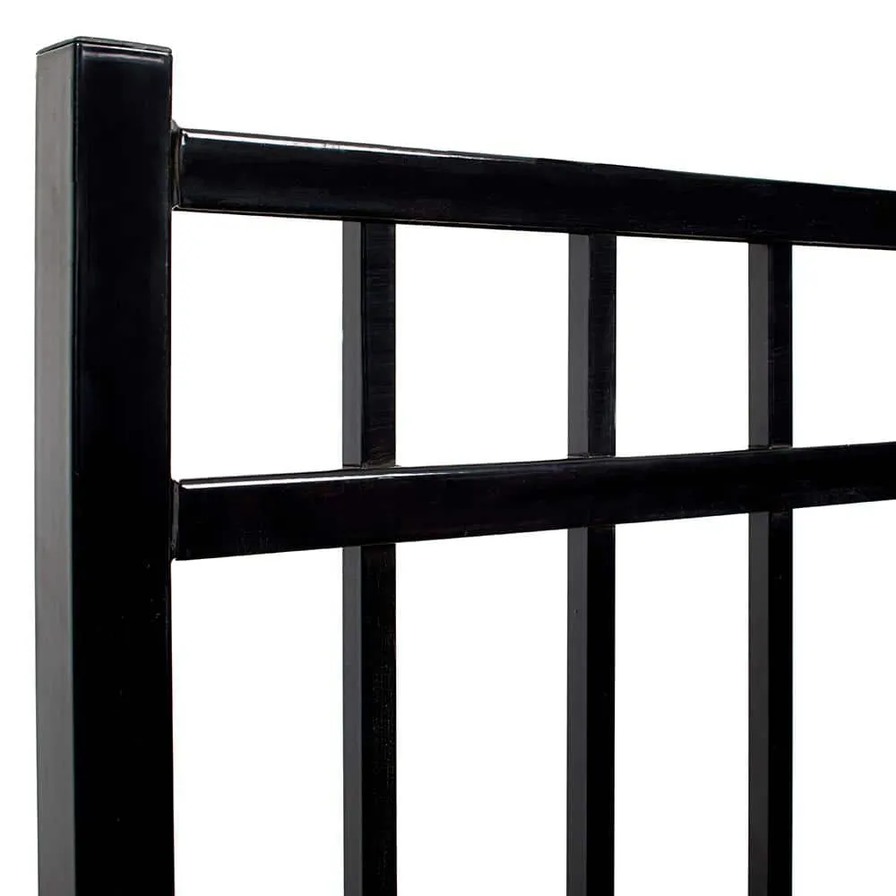 FORTRESS Athens Flat Top and Bottom Design 5 ft. W x 4 ft. H Gloss Black Aluminum Fence Gate, photo 3 of 4