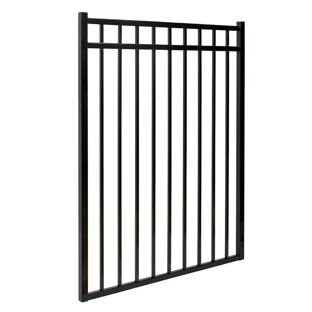 FORTRESS Athens Flat Top and Bottom Design 5 ft. W x 4 ft. H Gloss Black Aluminum Fence Gate, photo 2 of 4