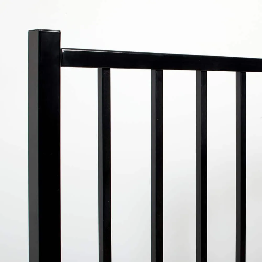 FORTRESS Versai 4 ft. W x 4 ft. H Gloss Black Steel Flat Top and Bottom Design Fence Gate, photo 3 of 3