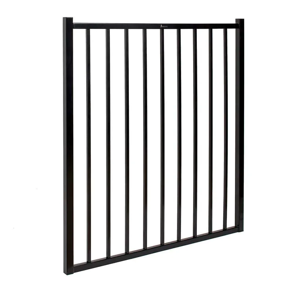 FORTRESS Versai 4 ft. W x 4 ft. H Gloss Black Steel Flat Top and Bottom Design Fence Gate, photo 2 of 3