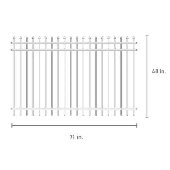 FORTRESS 4 ft. H x 6 ft. W Athens Pressed Spear Design Gloss Black Aluminum Fence Panel, photo 2 of 4