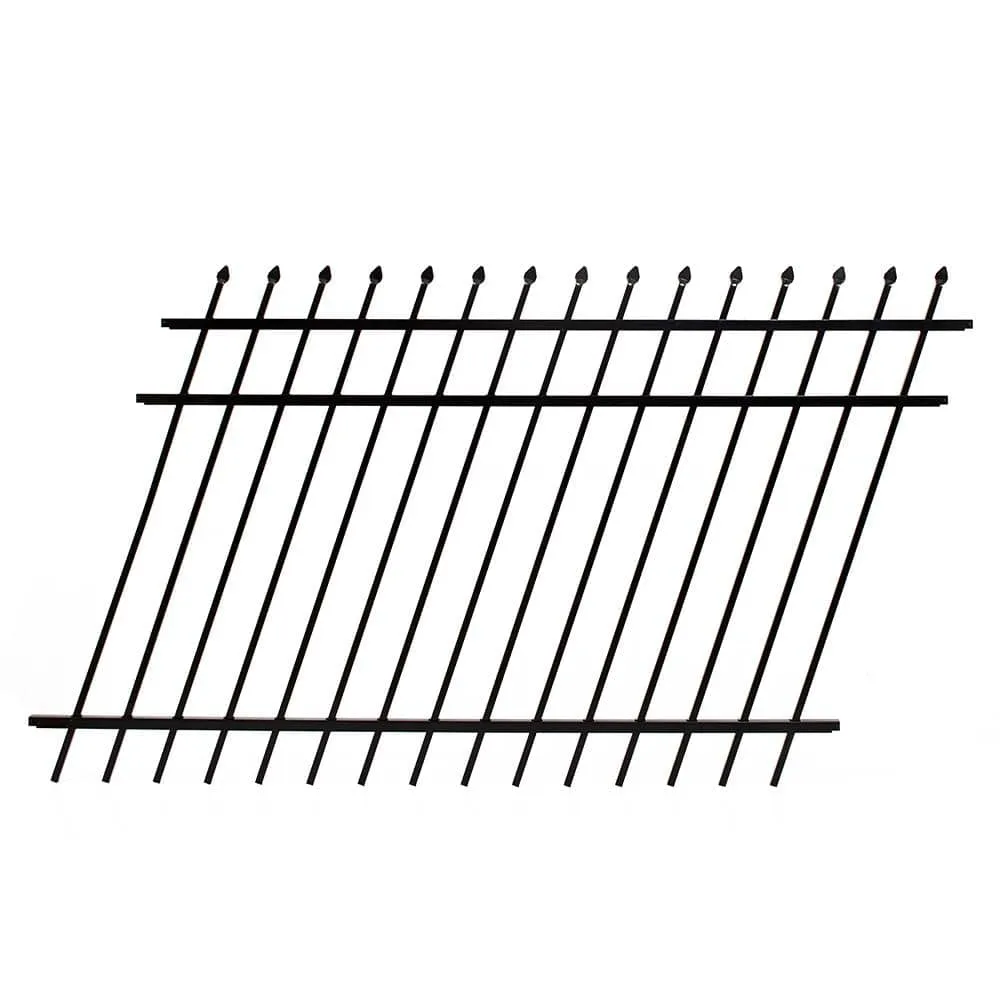 FORTRESS 4 ft. H x 6 ft. W Athens Pressed Spear Design Gloss Black Aluminum Fence Panel, photo 3 of 4
