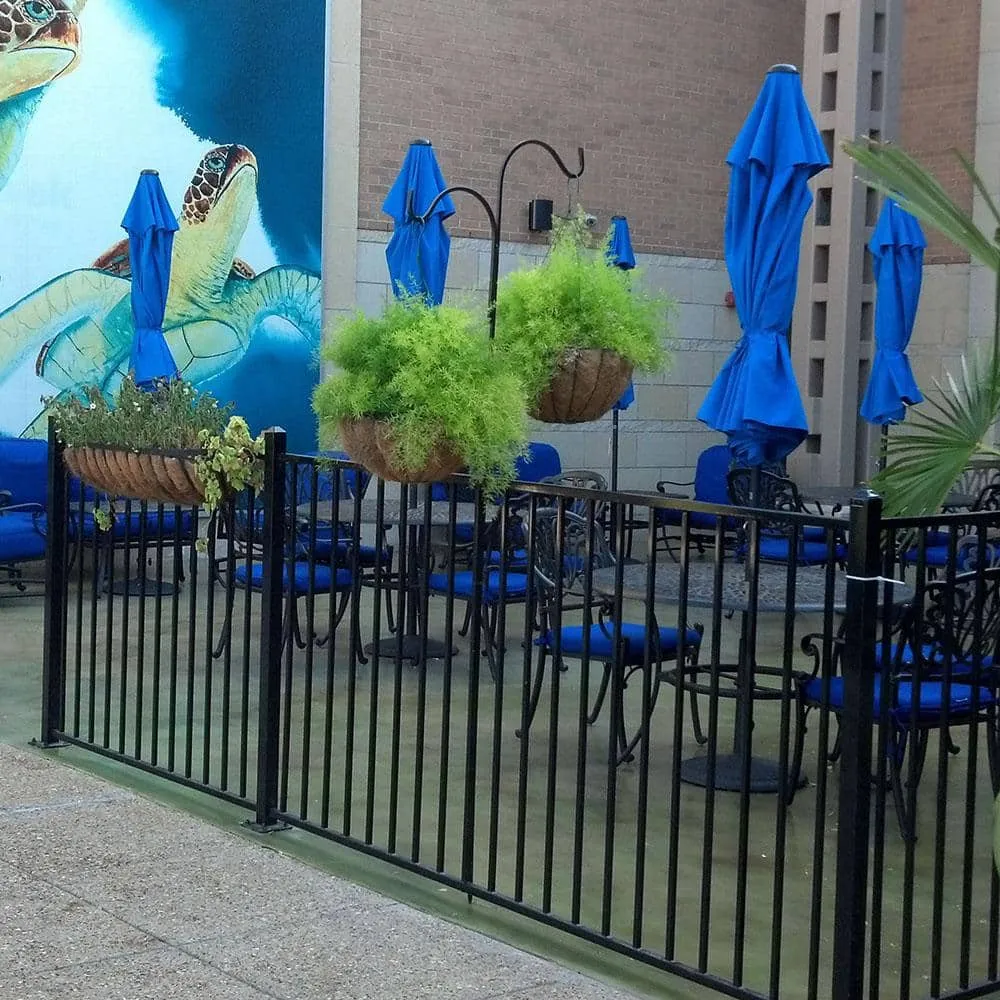 FORTRESS Versai 4 ft. H x 7.5 ft. W Gloss Black Steel Flat Top and Bottom Design Fence Panel, photo 5 of 7