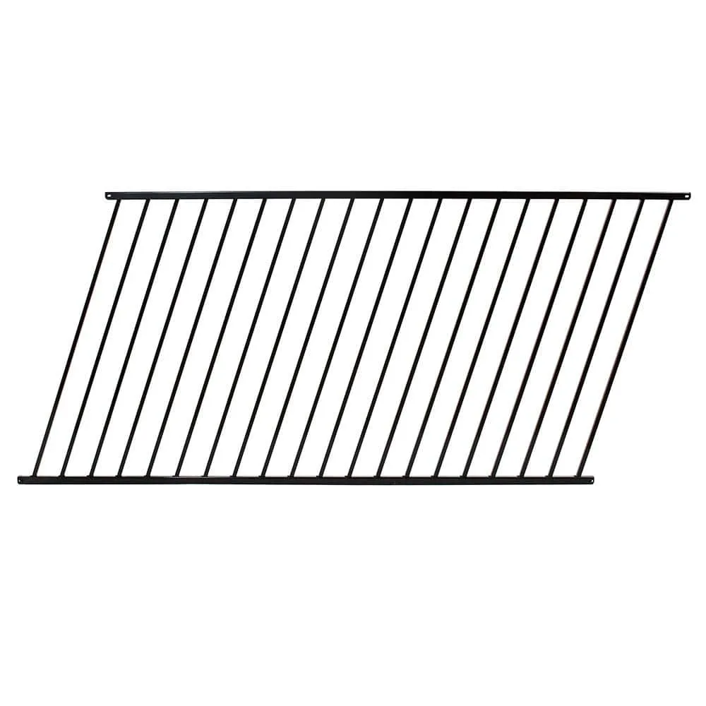 FORTRESS Versai 4 ft. H x 7.5 ft. W Gloss Black Steel Flat Top and Bottom Design Fence Panel, photo 3 of 7