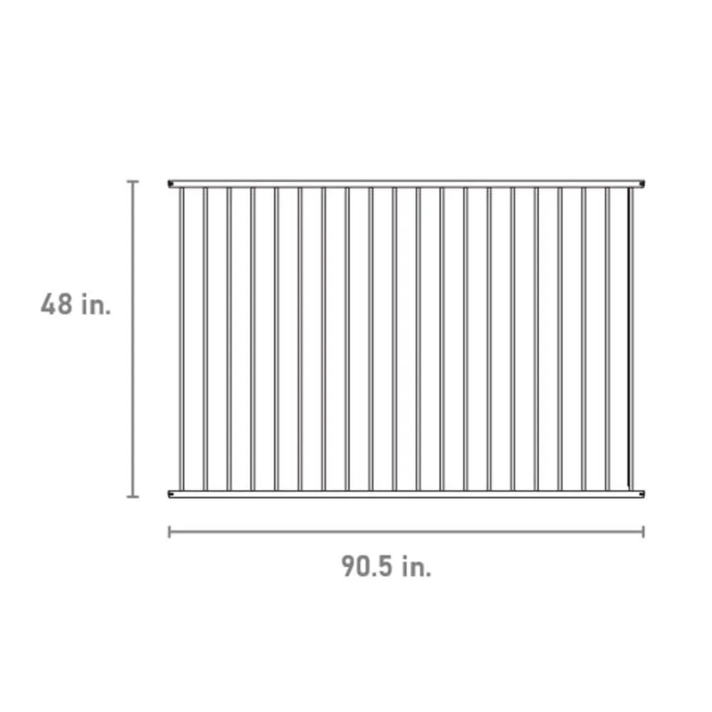 FORTRESS Versai 4 ft. H x 7.5 ft. W Gloss Black Steel Flat Top and Bottom Design Fence Panel, photo 7 of 7