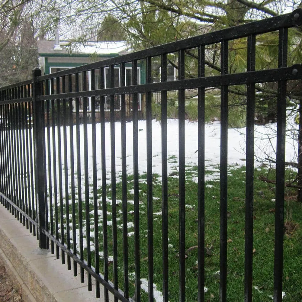 FORTRESS Versai 4 ft. H x 7.5 ft. W Gloss Black Steel Flat Top Design Fence Panel, photo 7 of 8