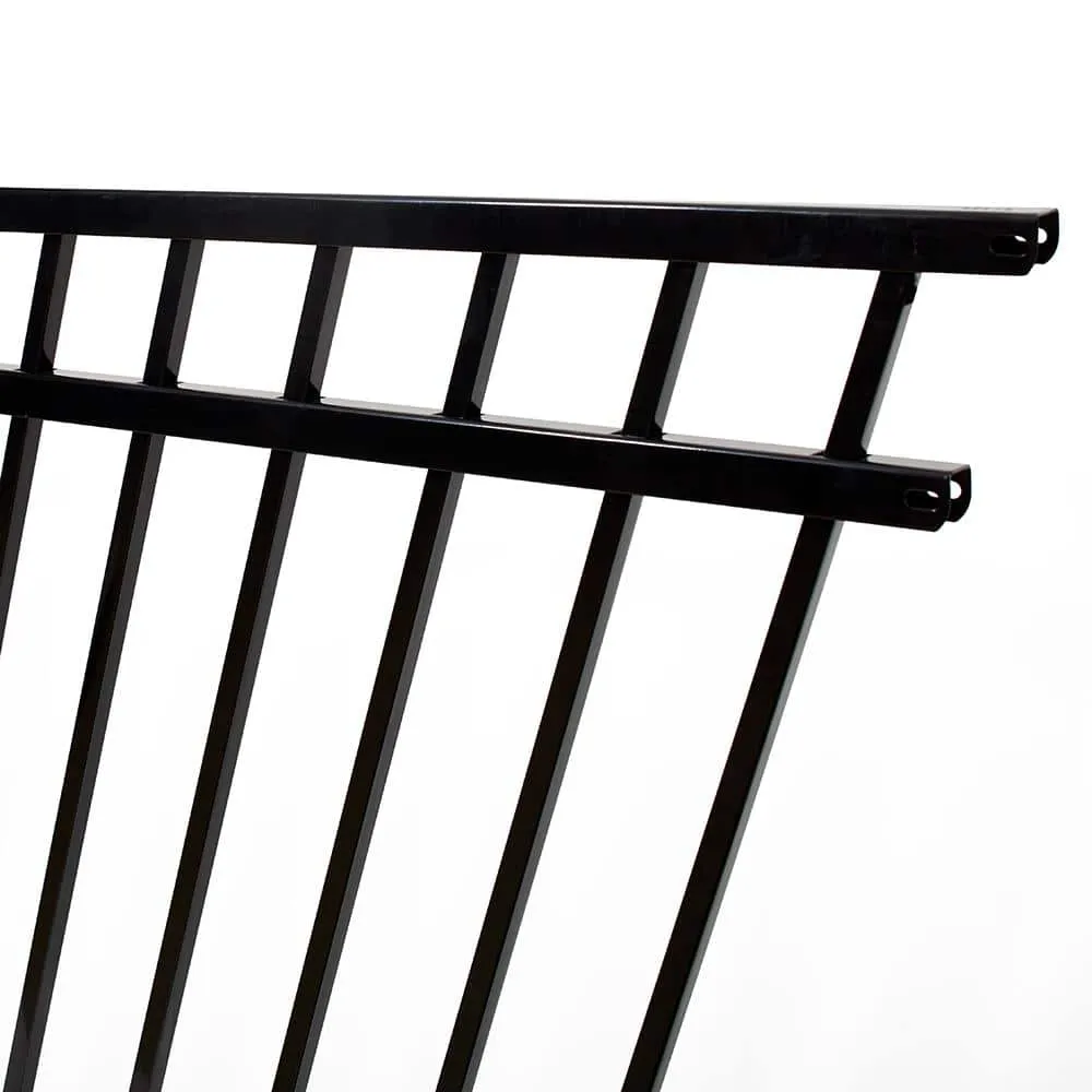 FORTRESS Versai 4 ft. H x 7.5 ft. W Gloss Black Steel Flat Top Design Fence Panel, photo 5 of 8