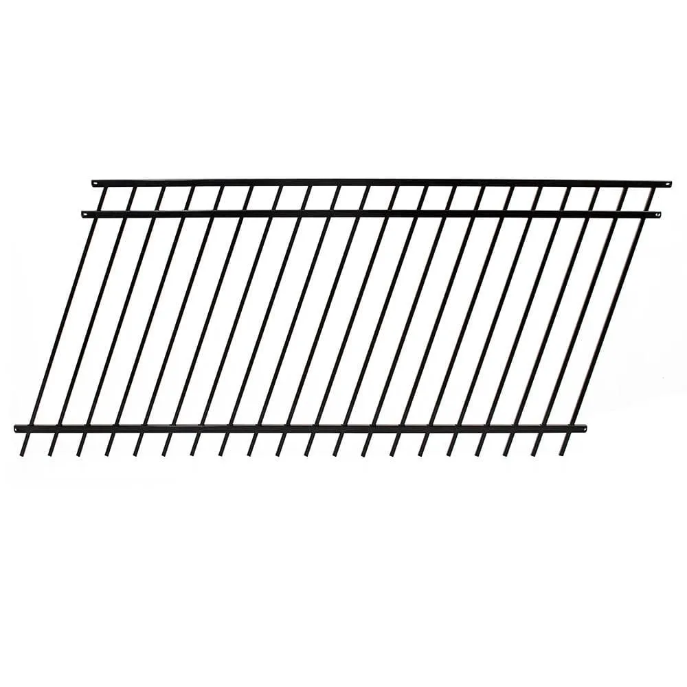 FORTRESS Versai 4 ft. H x 7.5 ft. W Gloss Black Steel Flat Top Design Fence Panel, photo 4 of 8