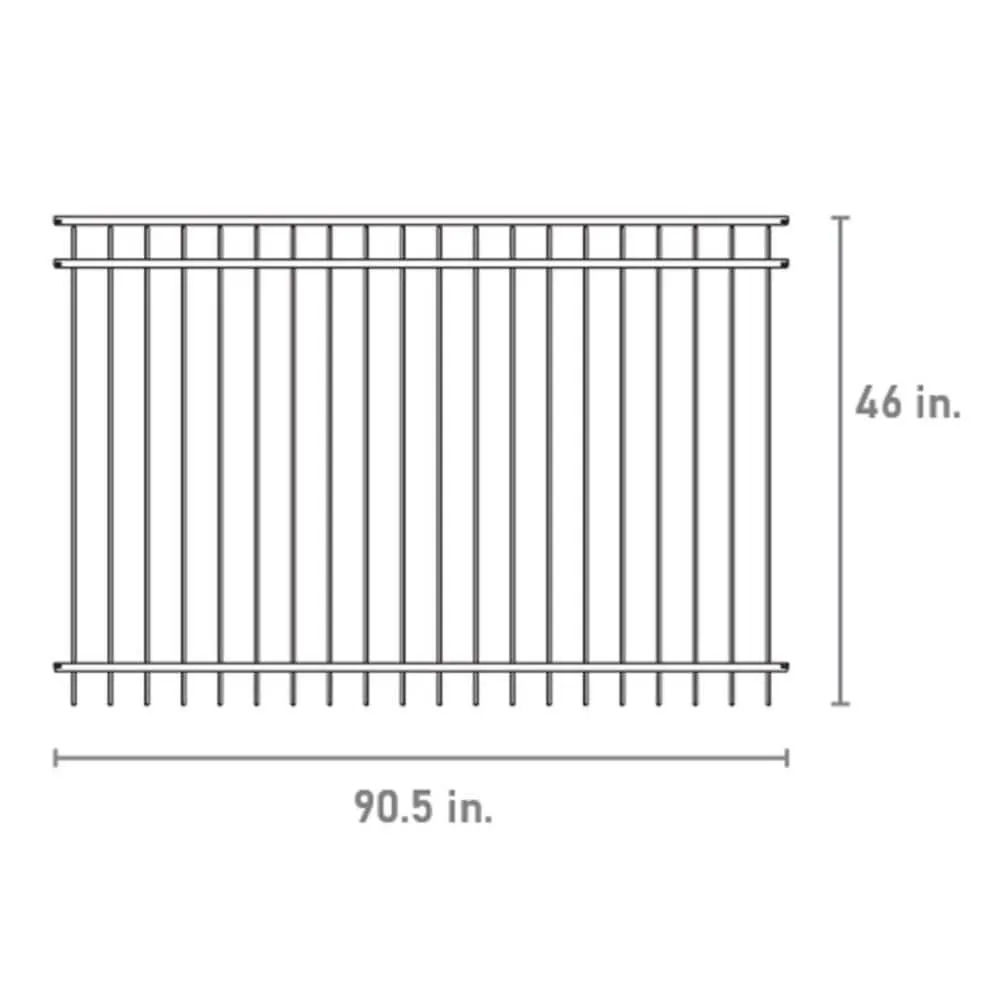 FORTRESS Versai 4 ft. H x 7.5 ft. W Gloss Black Steel Flat Top Design Fence Panel, photo 8 of 8