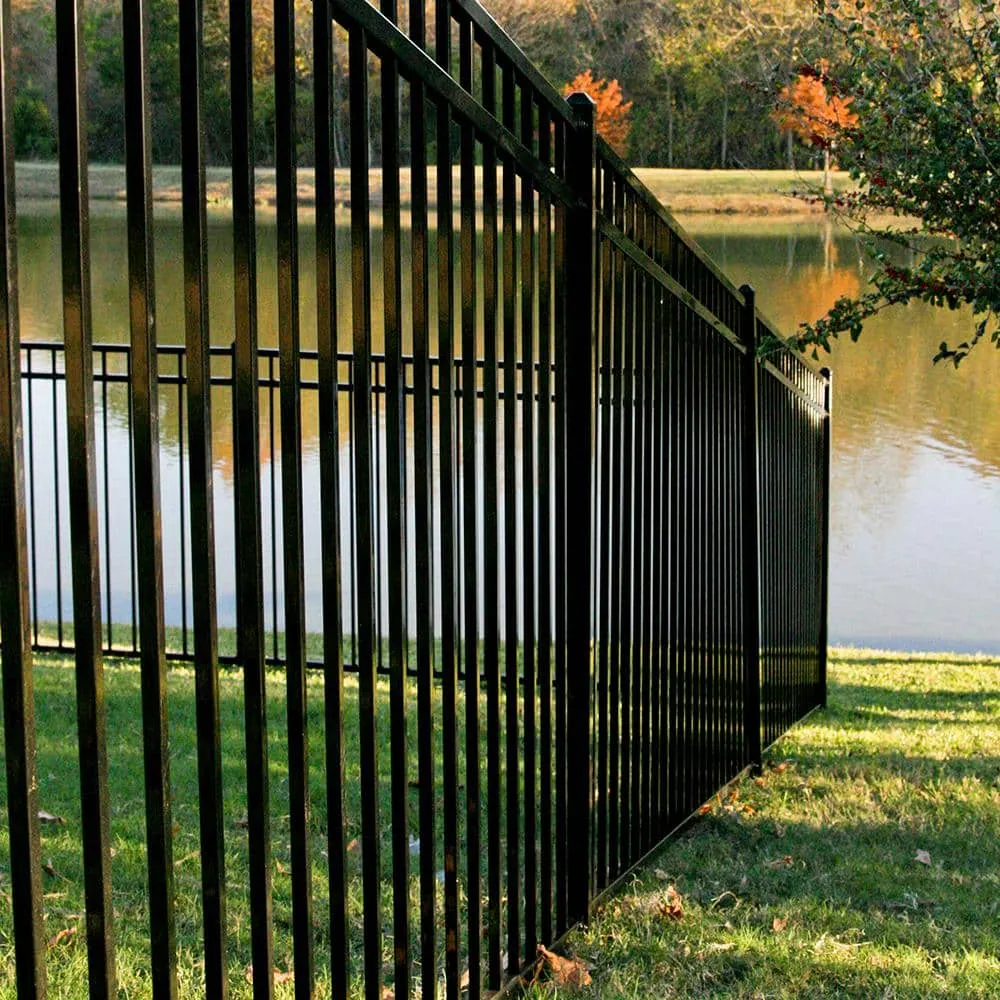 FORTRESS Versai 4.5 ft. H x 7.5 ft. W Gloss Black Steel Flat Top and Bottom Design Fence Panel for Pool Application, photo 6 of 6