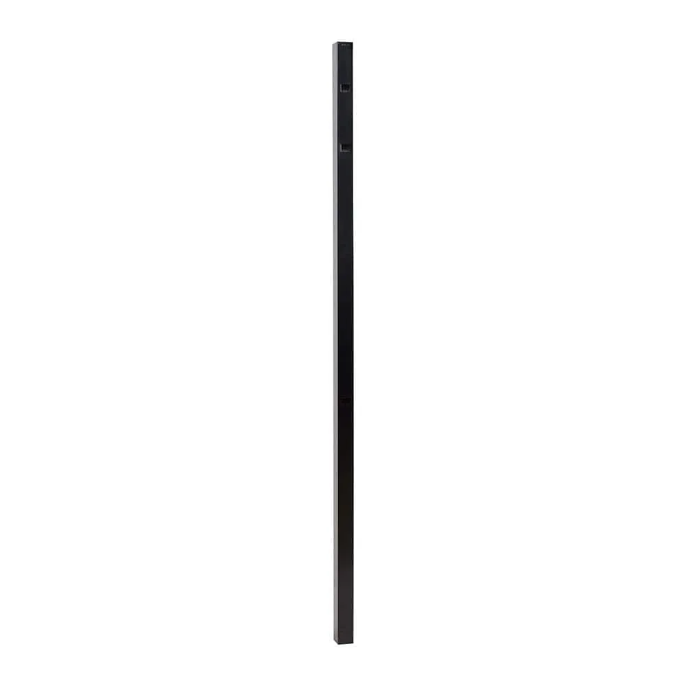 FORTRESS Athens 2 in. x 2 in. x 6 ft. Gloss Black Aluminum Flat Top and Bottom Design Fence Gate Post, photo 3 of 5