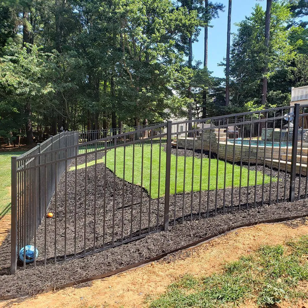 FORTRESS Athens 2 in. x 2 in. x 6 ft. Gloss Black Aluminum Flat Top and Bottom Design Fence Corner Post, photo 5 of 5