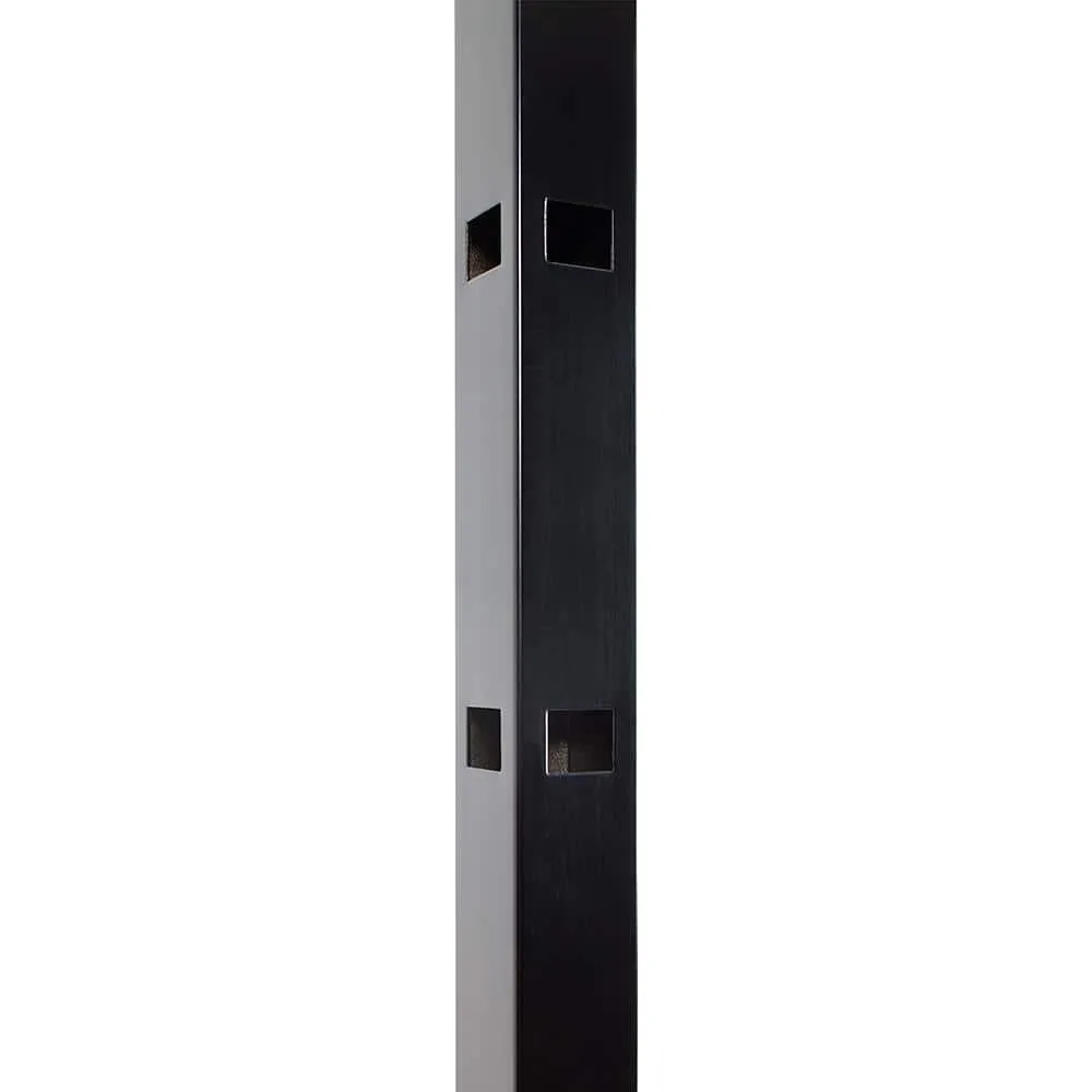 FORTRESS Athens 2 in. x 2 in. x 6 ft. Gloss Black Aluminum Flat Top and Bottom Design Fence Corner Post, photo 4 of 5