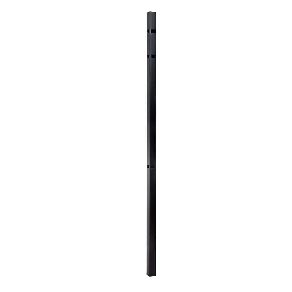 FORTRESS Athens 2 in. x 2 in. x 6 ft. Gloss Black Aluminum Flat Top and Bottom Design Fence Corner Post, photo 3 of 5