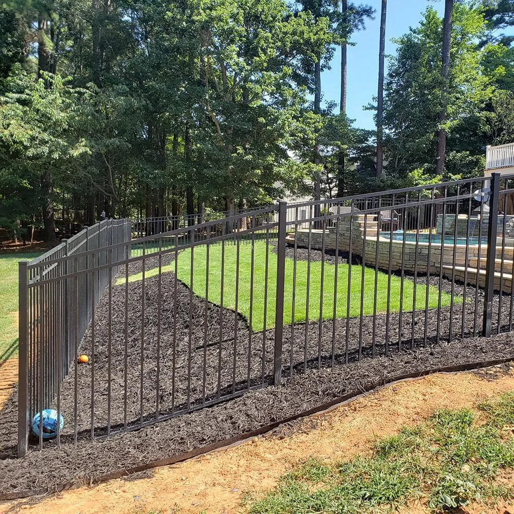 FORTRESS Athens 2 in. x 2 in. x 6 ft. Gloss Black Aluminum Flat Top and Bottom Design Fence End Post, photo 5 of 5