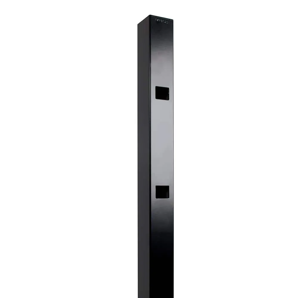 FORTRESS Athens 2 in. x 2 in. x 6 ft. Gloss Black Aluminum Flat Top and Bottom Design Fence End Post, photo 4 of 5