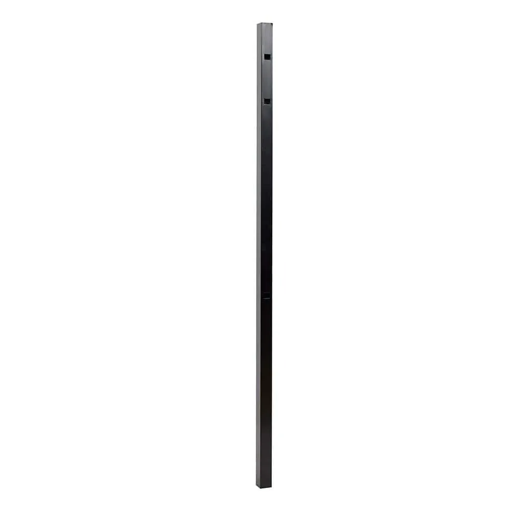 FORTRESS Athens 2 in. x 2 in. x 6 ft. Gloss Black Aluminum Flat Top and Bottom Design Fence End Post, photo 3 of 5