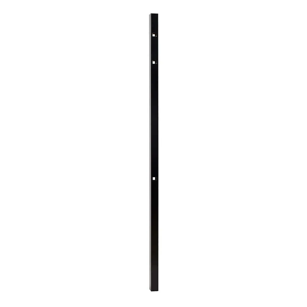 FORTRESS Athens 2 in. x 2 in. x 6 ft. Gloss Black Aluminum Flat Top and Bottom Design Fence Line Post, photo 3 of 5