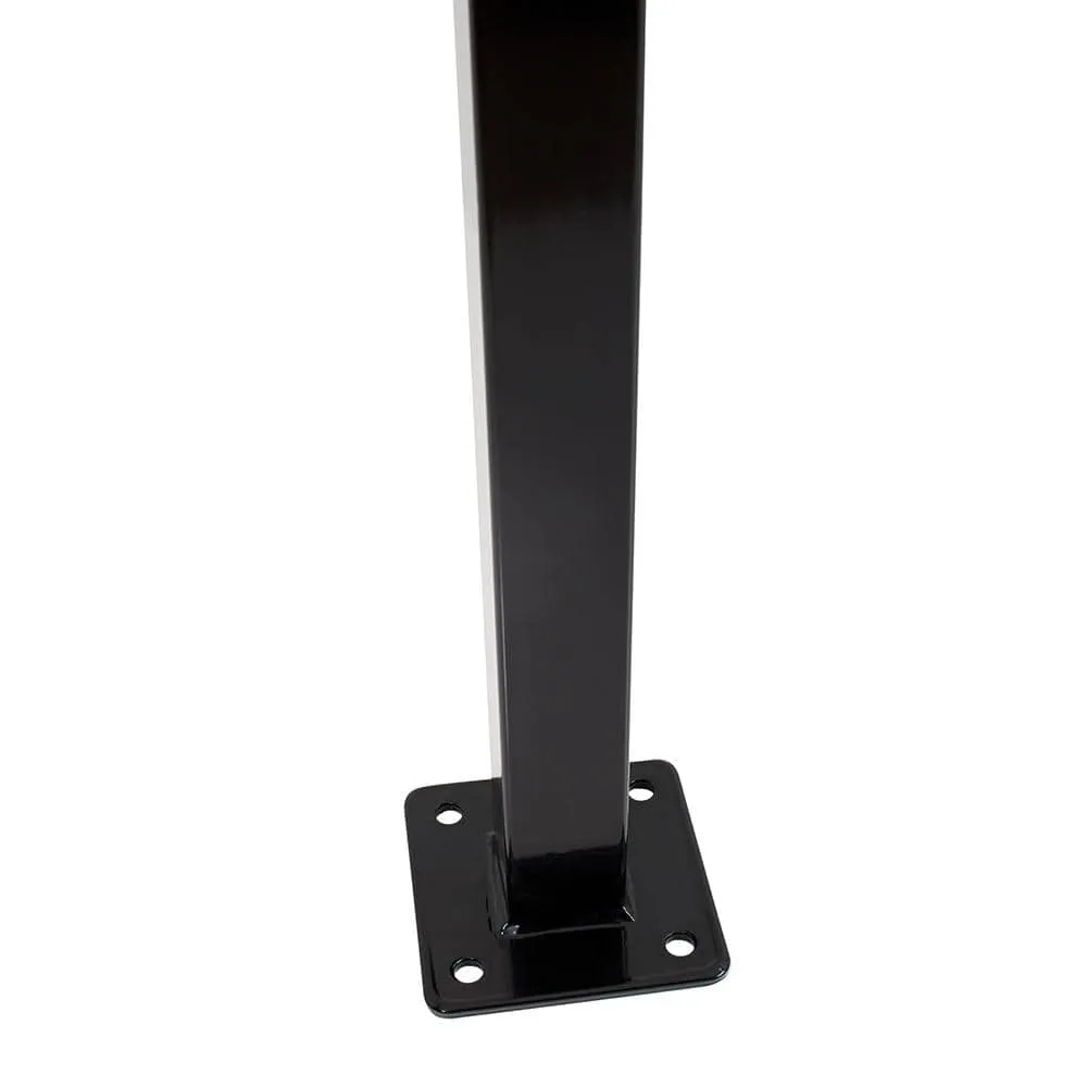FORTRESS Versai 2 in. x 2 in. x 4 ft. Gloss Black Steel Fence Post with 5 in. Base Plate, photo 4 of 4
